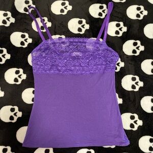 Purple Lace Trim Cami Top
